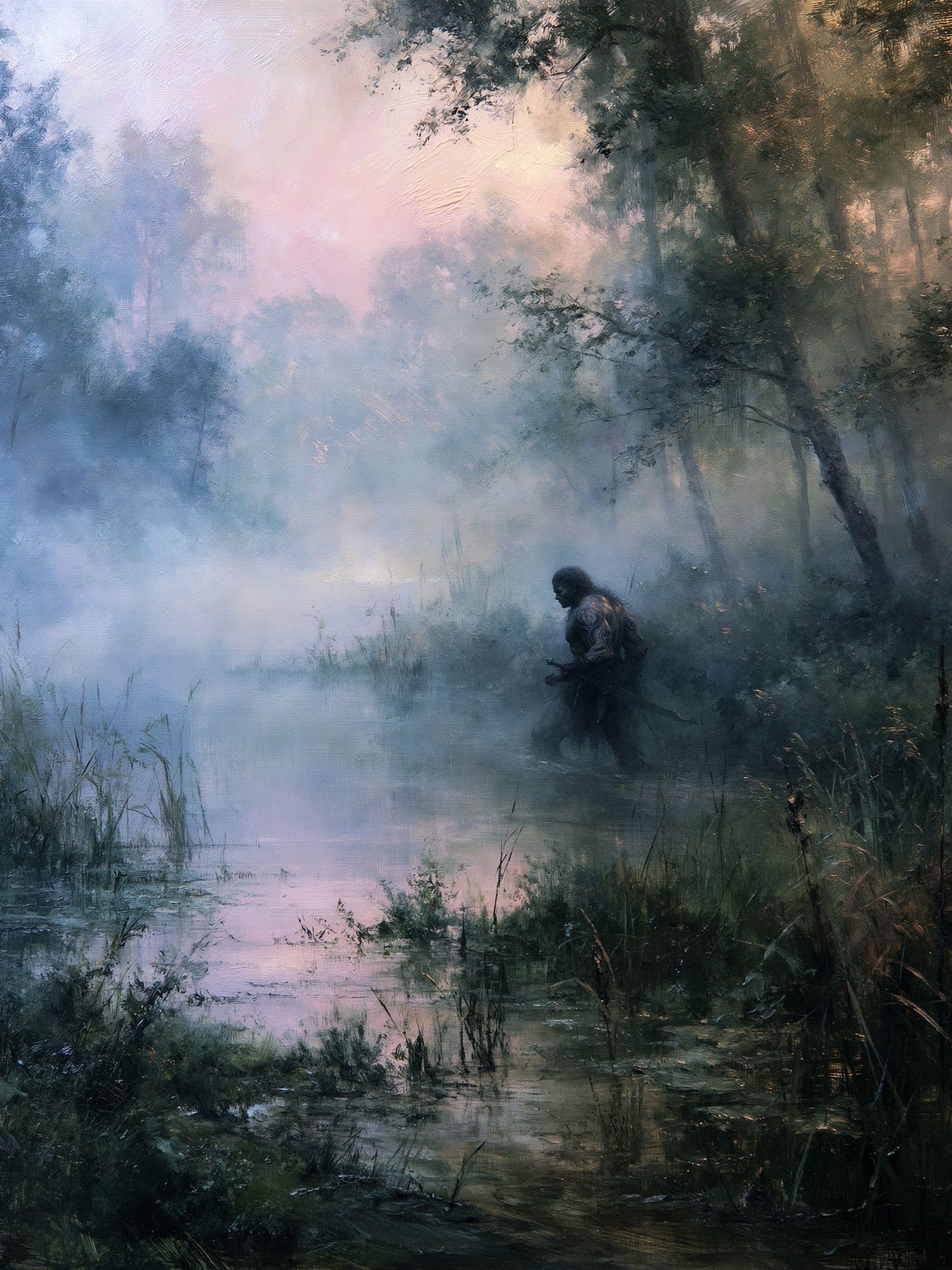 Misty Forest Warrior Fine-Art Print. poster — fine-art art