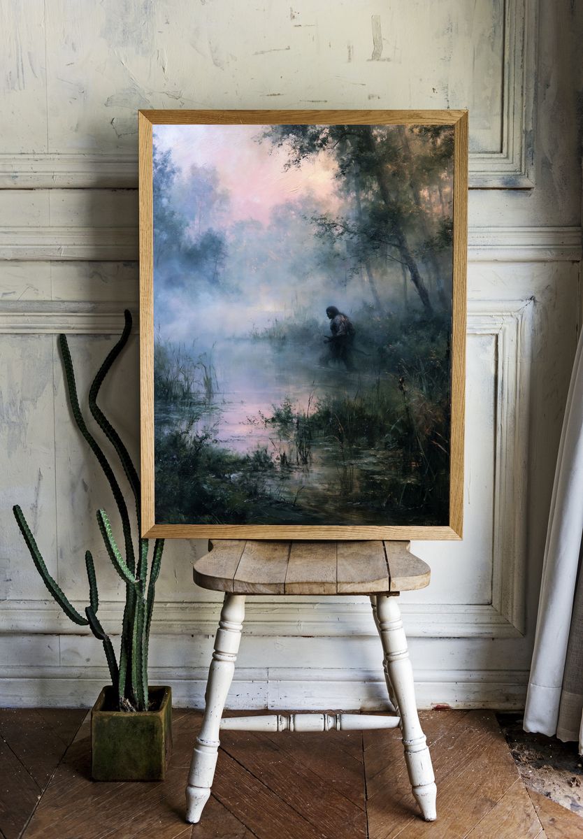 Misty Forest Warrior Fine-Art Print. room preview