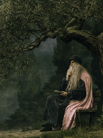 Meditative Elder in Forest Poster.
