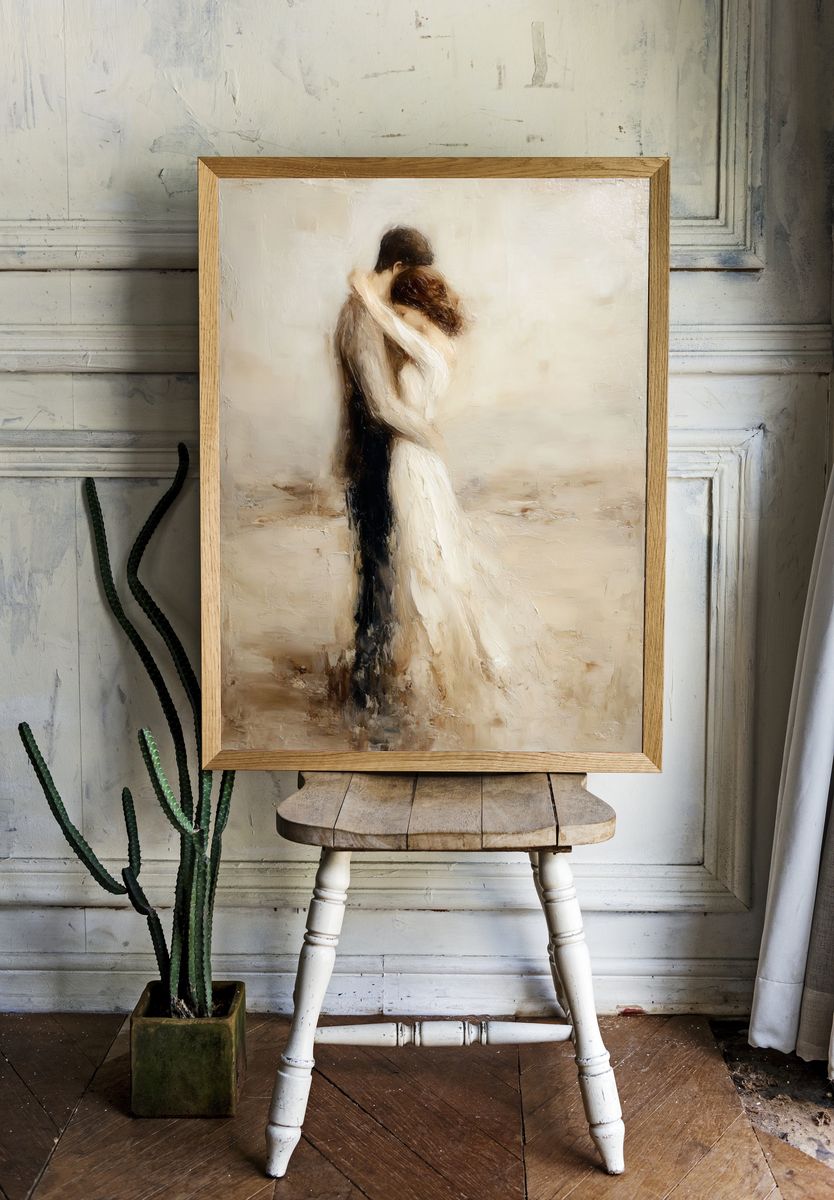 Embrace in Soft Neutral Fine-Art Poster. room preview