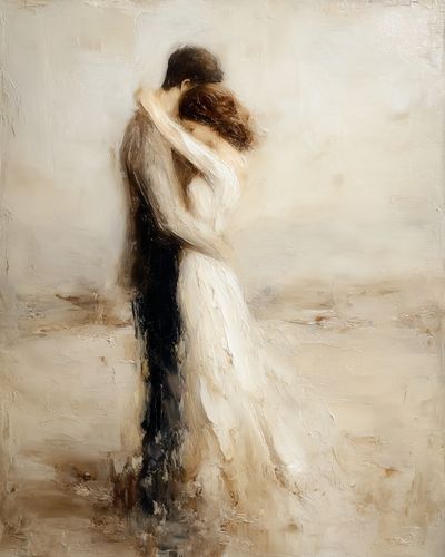 Embrace in Soft Neutral Fine-Art Poster.