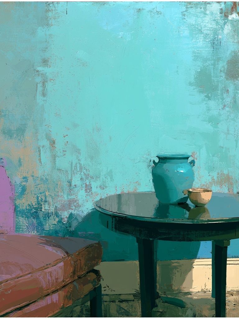 Turquoise Interior Still Life Print. poster — fine-art art