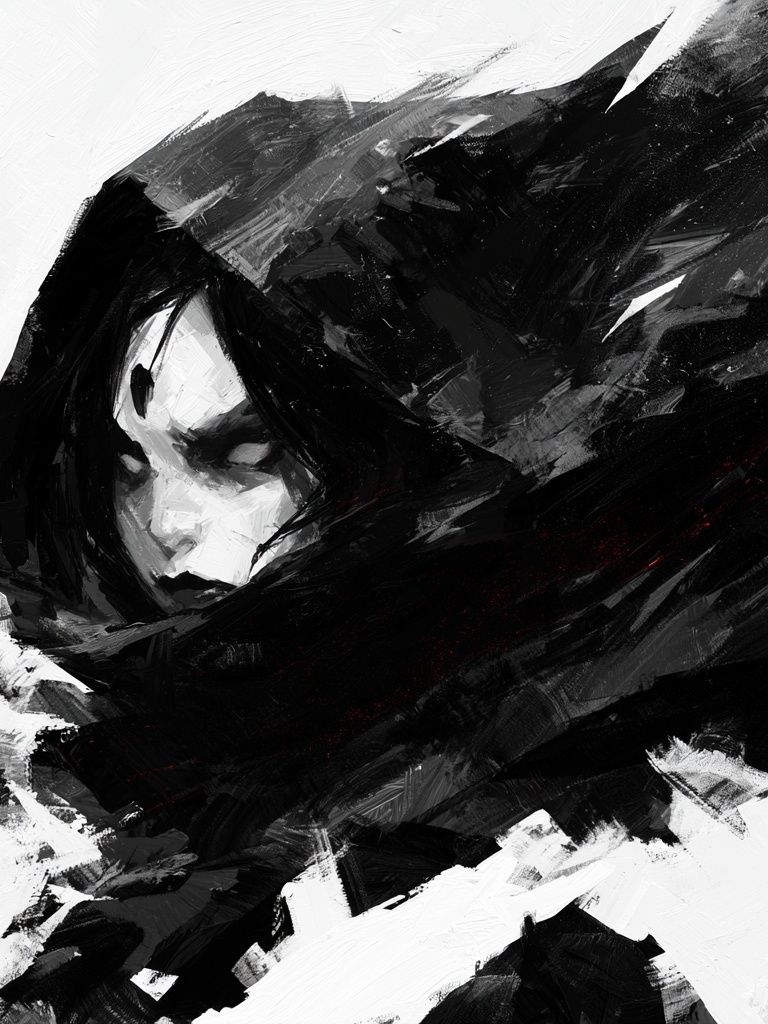 Monochrome Hooded Figure — Fine-Art Print. poster detail