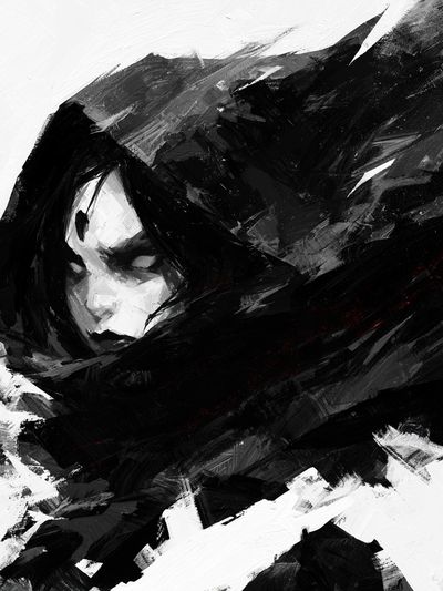 Monochrome Hooded Figure — Fine-Art Print.