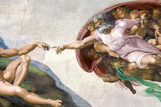 Michelangelo Buonarroti 's Creation Adam. poster — fine-art art