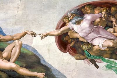 Michelangelo Buonarroti 's Creation Adam. poster