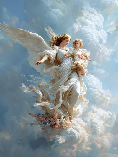 Celestial Angel and Child Fine-Art Print. poster print