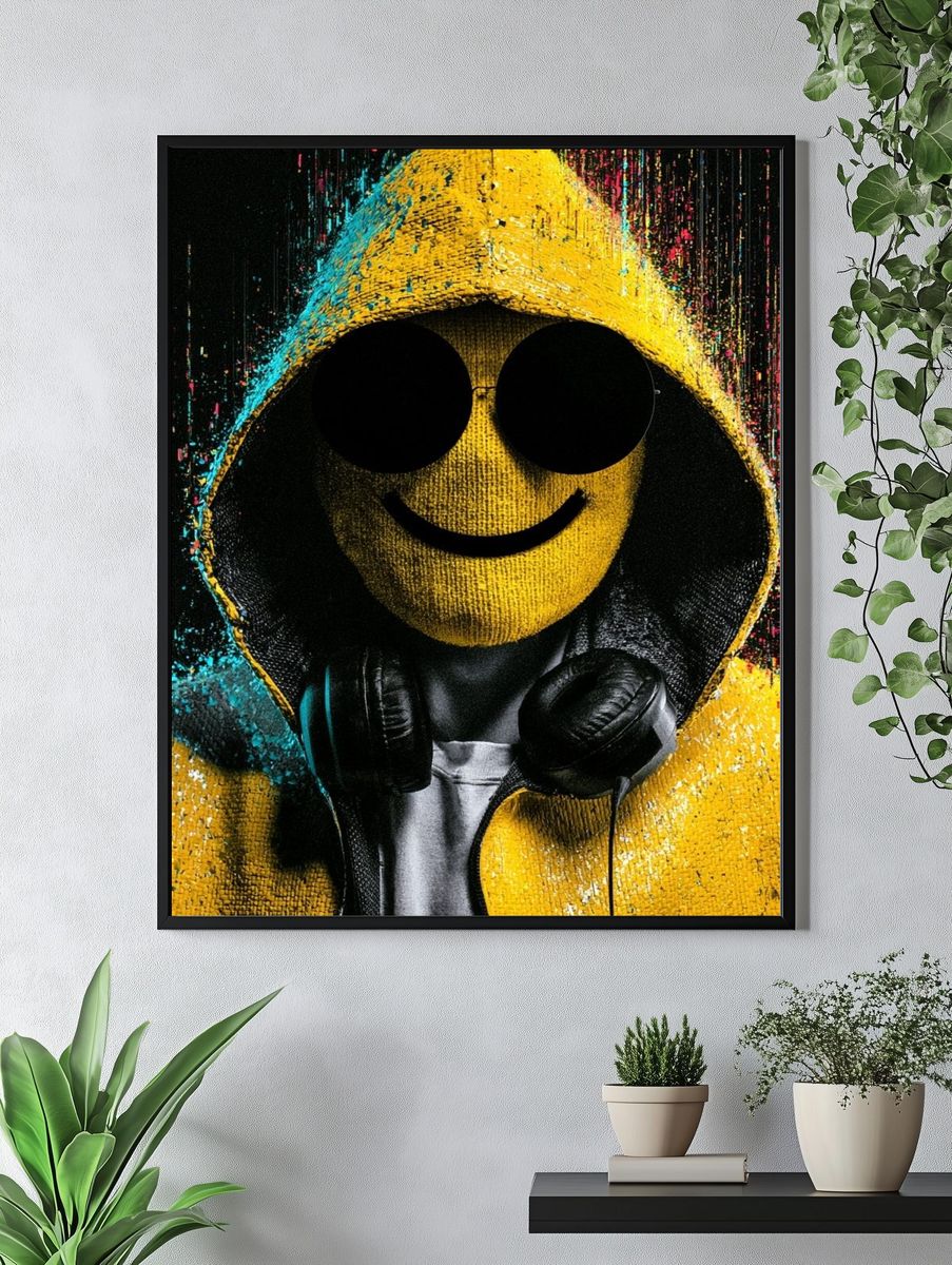 Smiley Hooded Figure Street-Art Poster. — room view 4