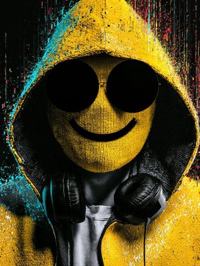 Smiley Hooded Figure Street-Art Poster. poster