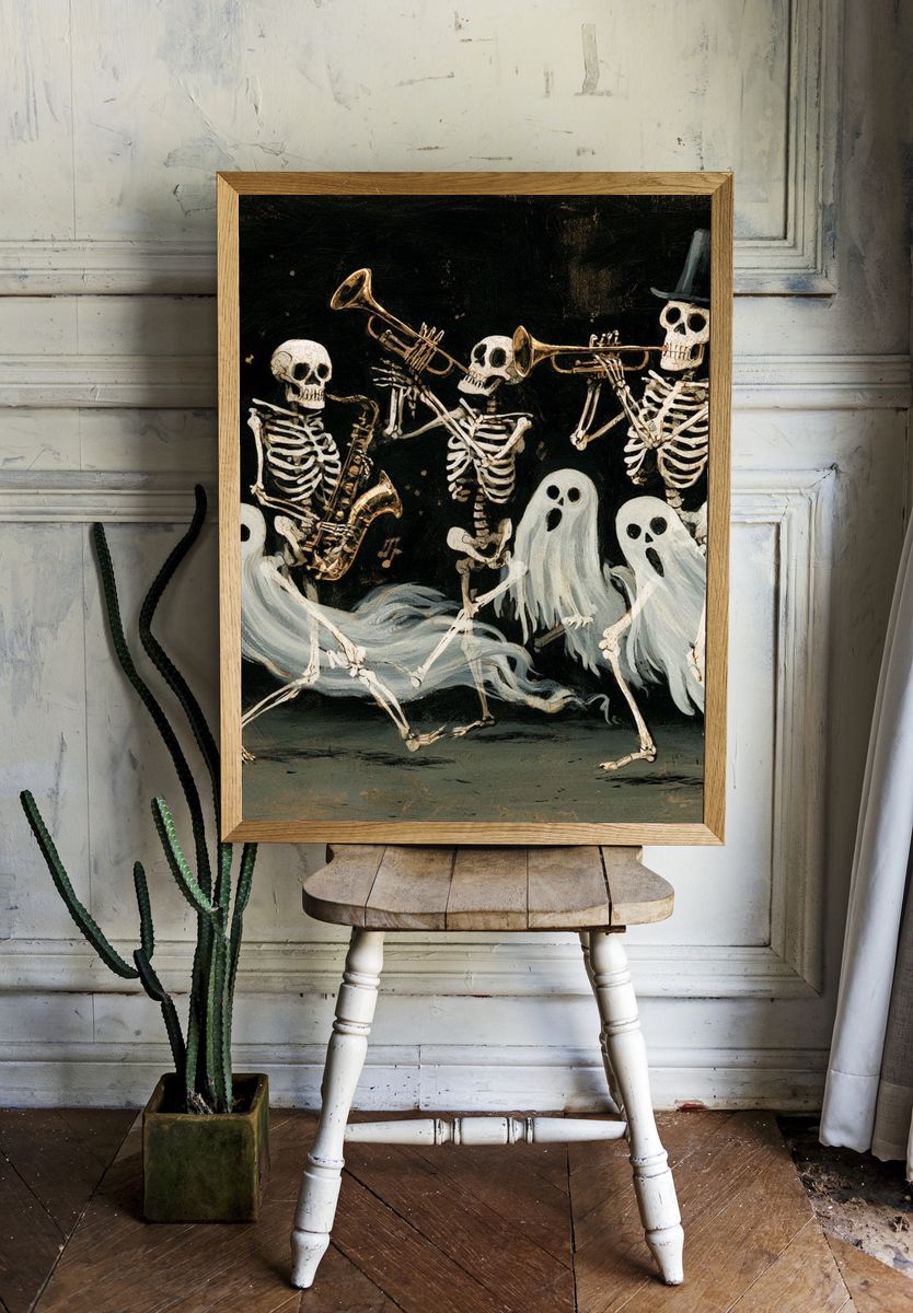 Skeleton Jazz Band — Fine-Art Print. room preview
