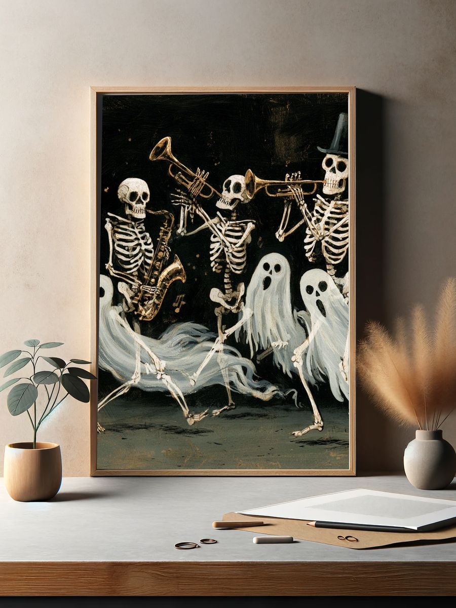 Skeleton Jazz Band — Fine-Art Print. — room view 2