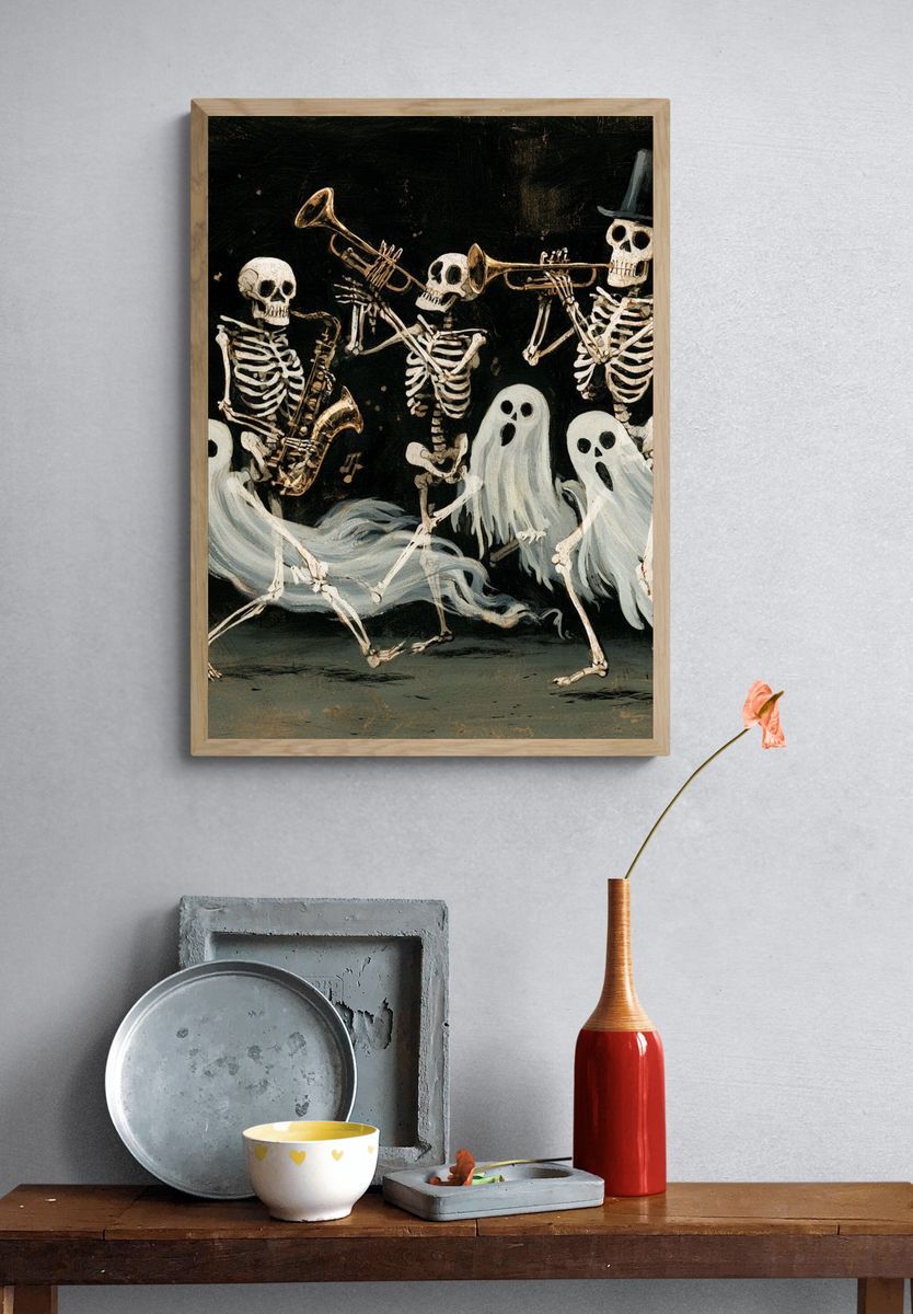 Skeleton Jazz Band — Fine-Art Print. — room view 3