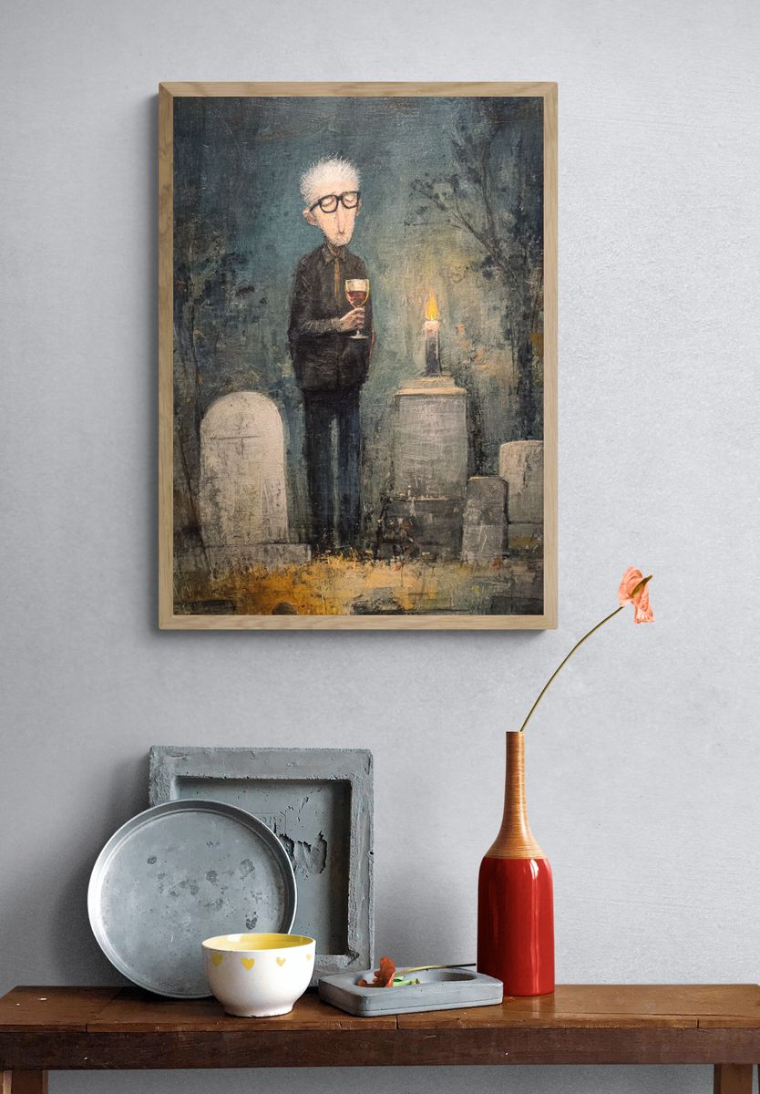 Somber Graveyard Figure Fine-Art Print. — room view 3