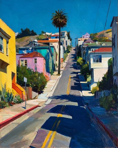 Colorful Hillside Street — Fine-Art Print. poster