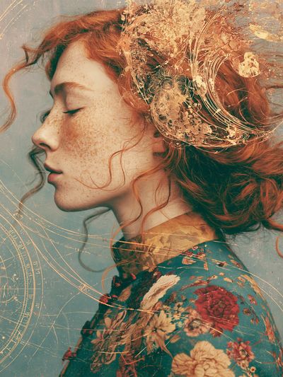 Red-Haired Portrait Surreal Print.