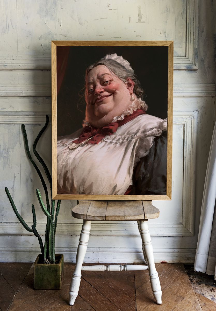Smiling Maid Portrait Print. — room view 1