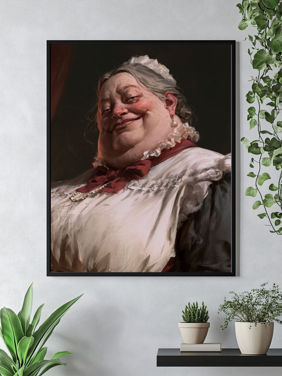 Smiling Maid Portrait Print. — room view 4