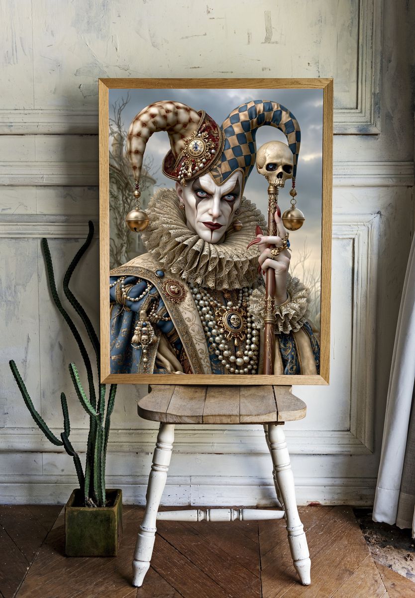 Baroque Jester Portrait Print. — room view 1