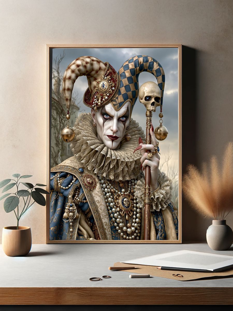 Baroque Jester Portrait Print. — room view 2