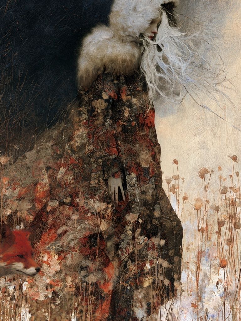 Fox and Winter Figure Fine-Art Print. poster detail