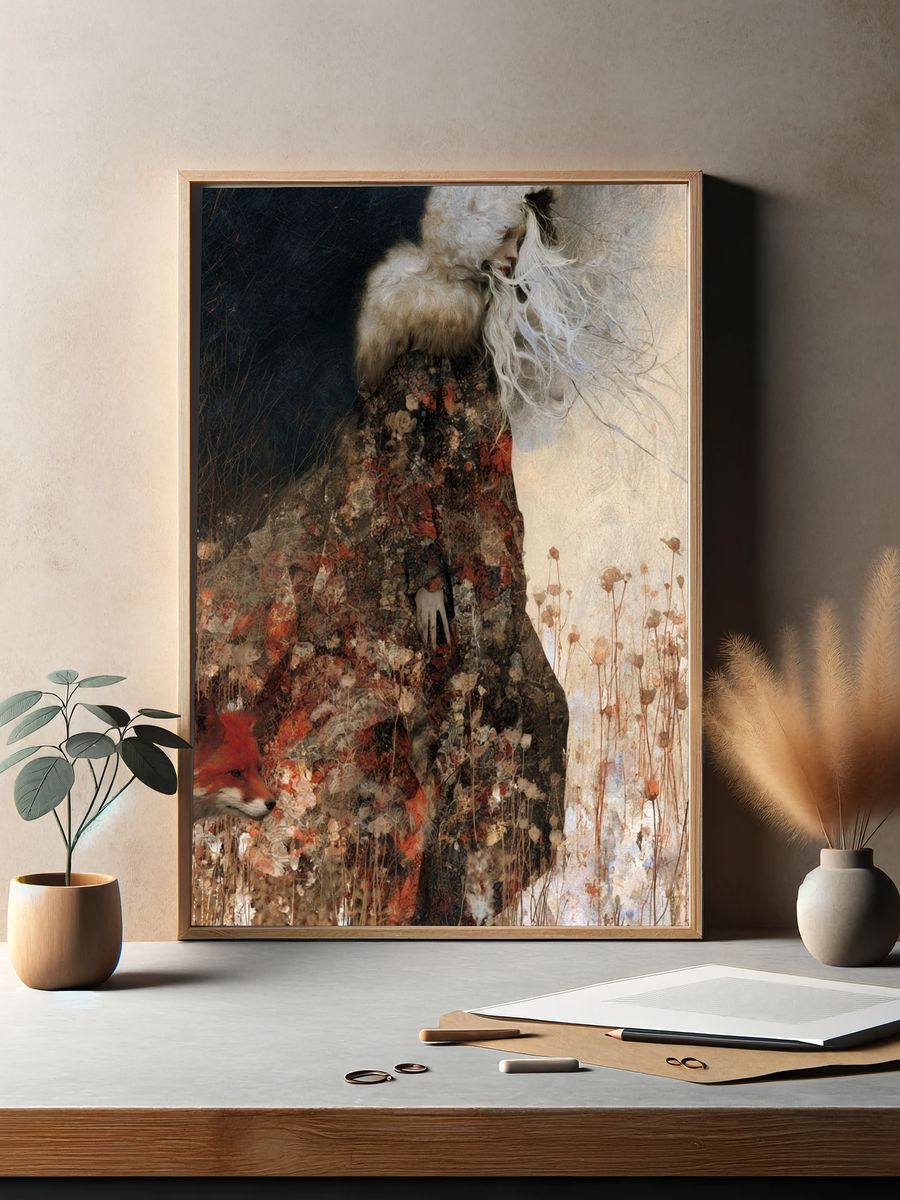 Fox and Winter Figure Fine-Art Print. — room view 2