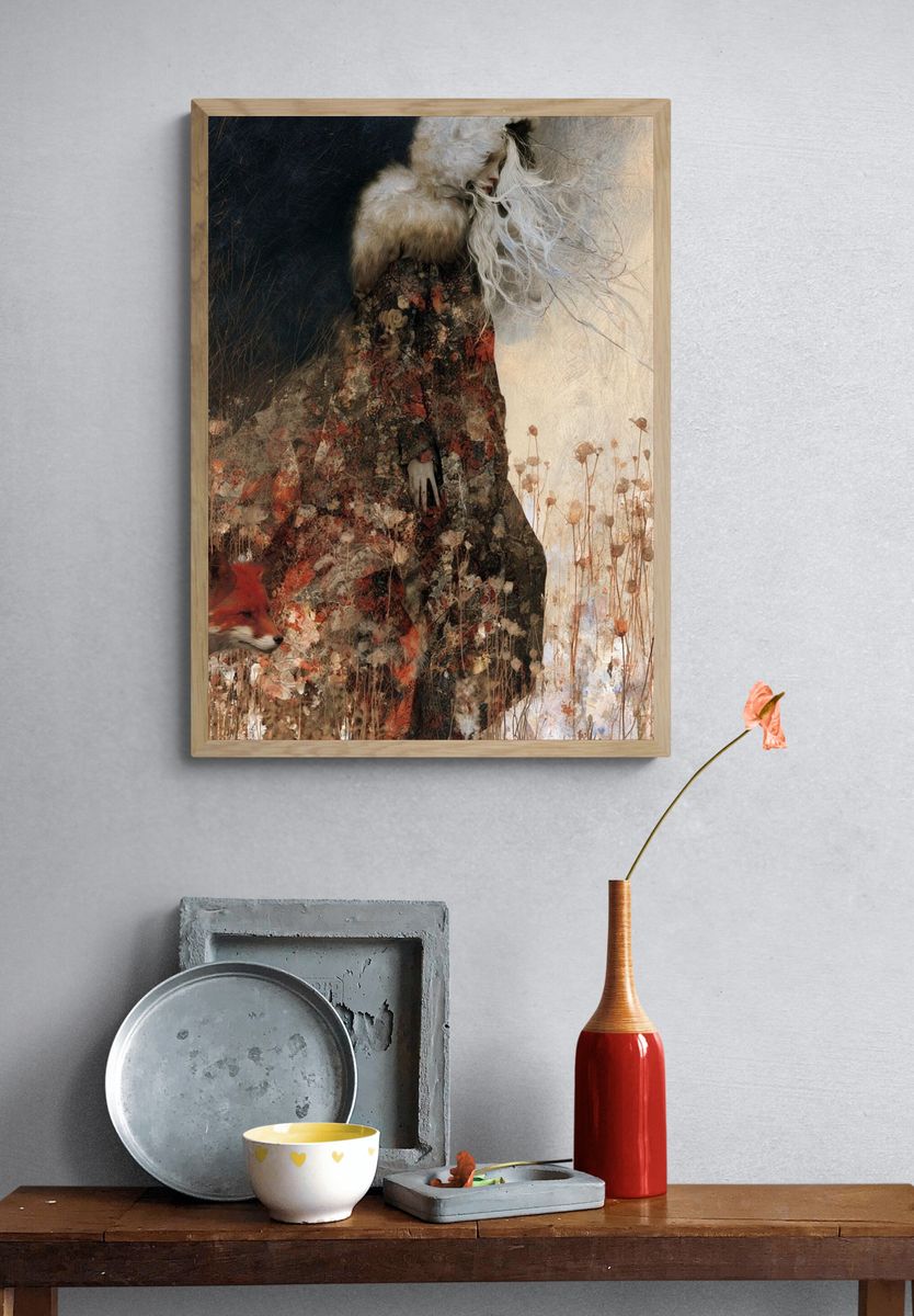 Fox and Winter Figure Fine-Art Print. — room view 3