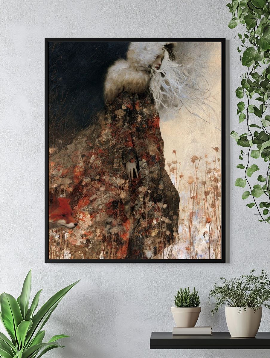 Fox and Winter Figure Fine-Art Print. — room view 4