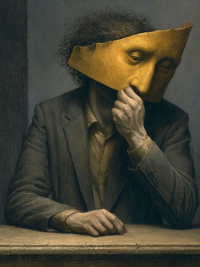 Masked Figure Surrealism Print.