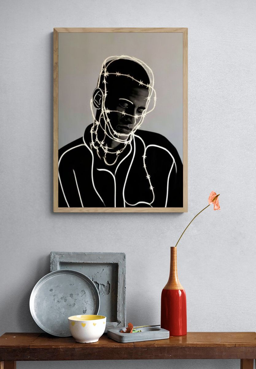 Barbed Wire Portrait — Fine-Art Print. — room view 3
