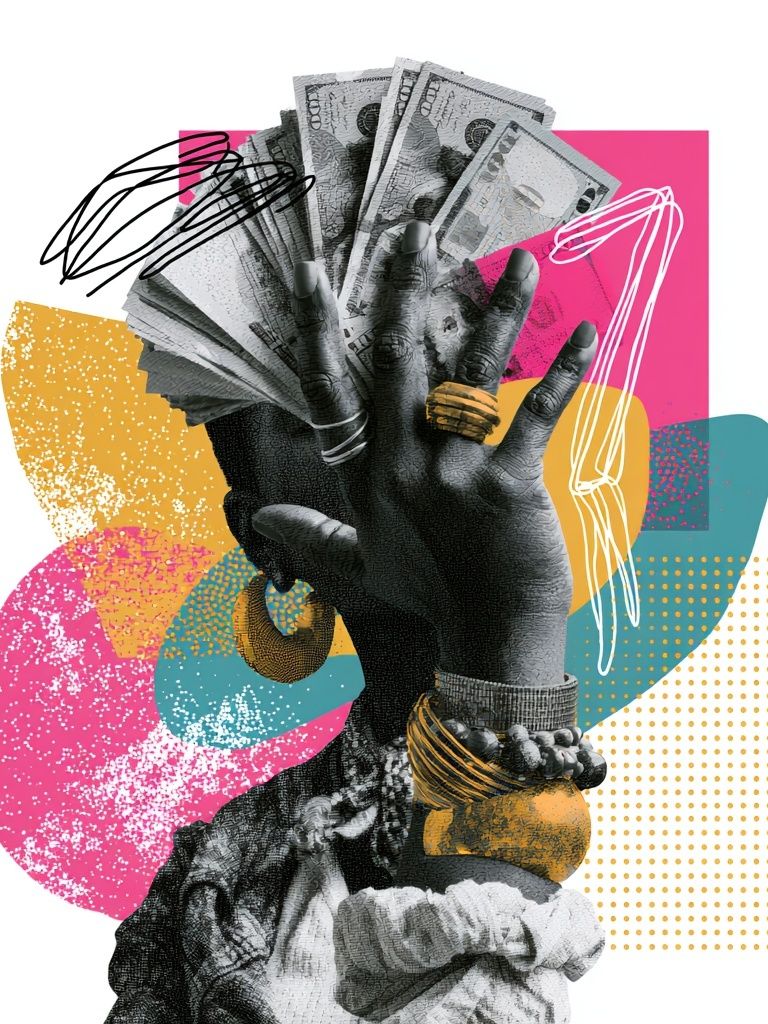 Money Hand Collage Poster. poster detail