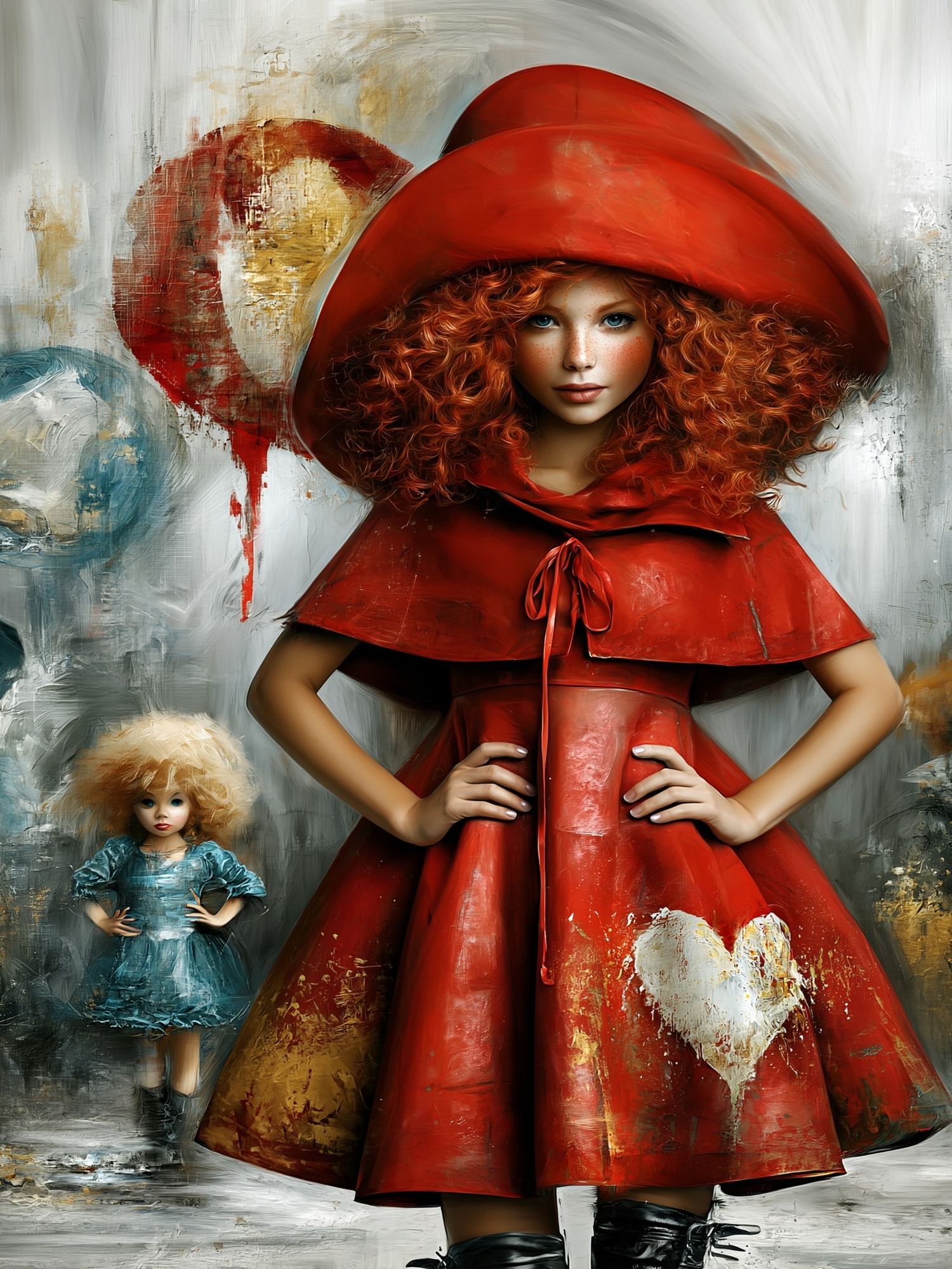 Red-Haired Doll Girl Illustration Poster. poster — fine-art art