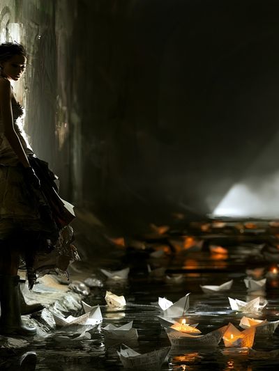 Dreamlike Lantern Girl Fine-Art Poster. poster