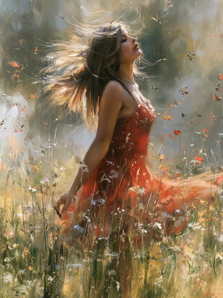 Woman in Red Dress Fine-Art Print. poster detail