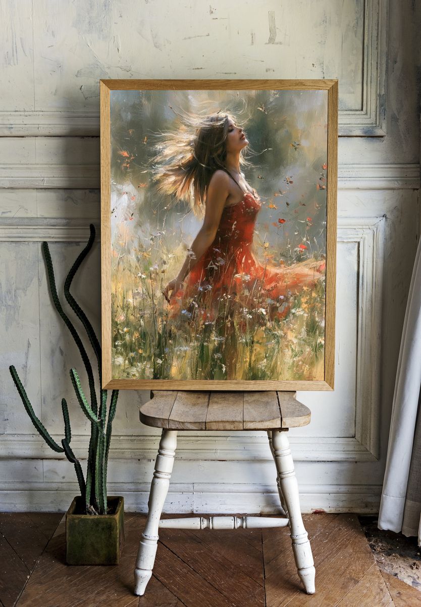 Woman in Red Dress Fine-Art Print. — room view 1