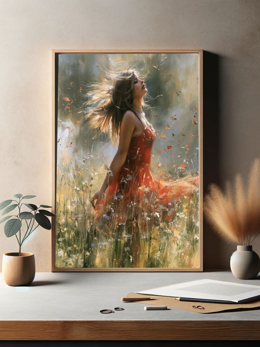 Woman in Red Dress Fine-Art Print. — room view 2