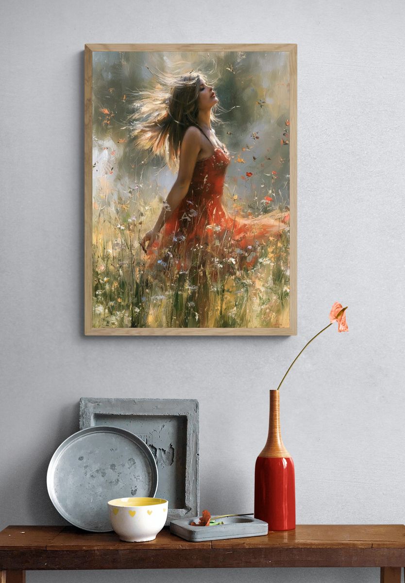 Woman in Red Dress Fine-Art Print. — room view 3