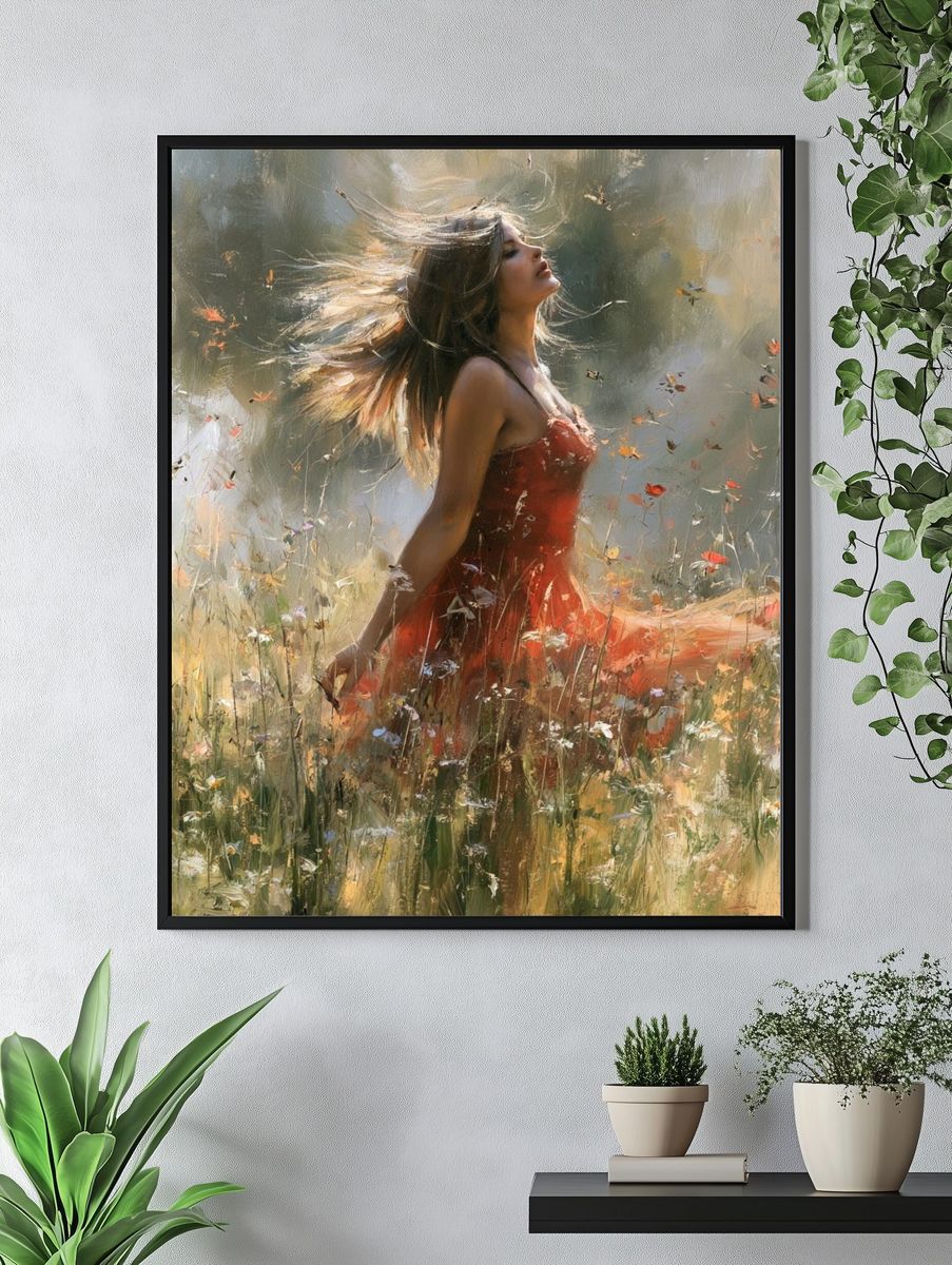 Woman in Red Dress Fine-Art Print. — room view 4