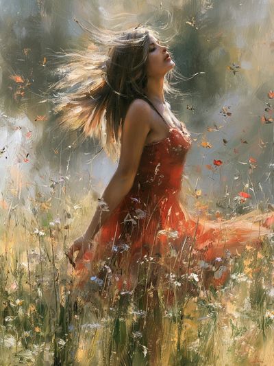 Woman in Red Dress Fine-Art Print.