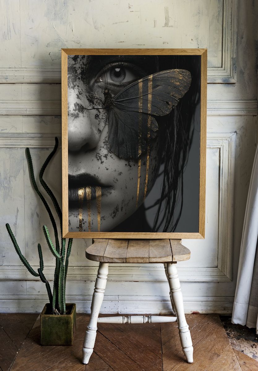 Butterfly Face Surrealism Print. — room view 1