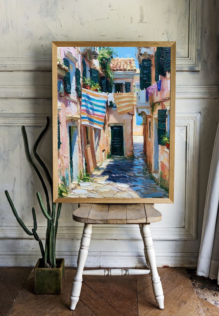 Mediterranean Alleyway — Fine-Art Print. — room view 1
