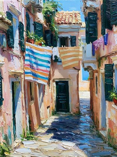 Mediterranean Alleyway — Fine-Art Print. poster