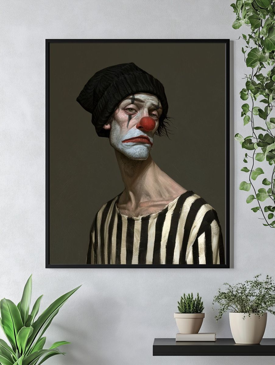 Melancholy Clown Portrait Print. — room view 4