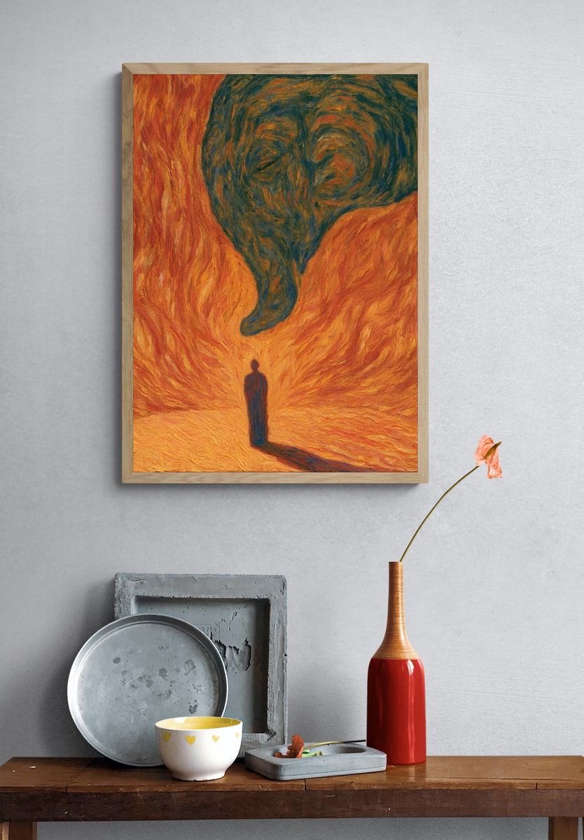Surreal Flame Figure Print. — room view 3