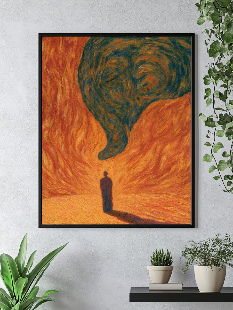 Surreal Flame Figure Print. — room view 4