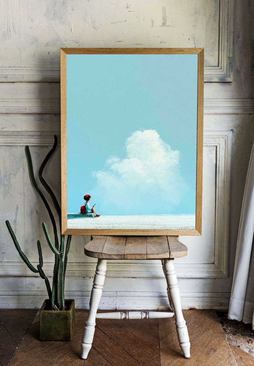 Girl by the Sea — Surreal Print. — room view 1