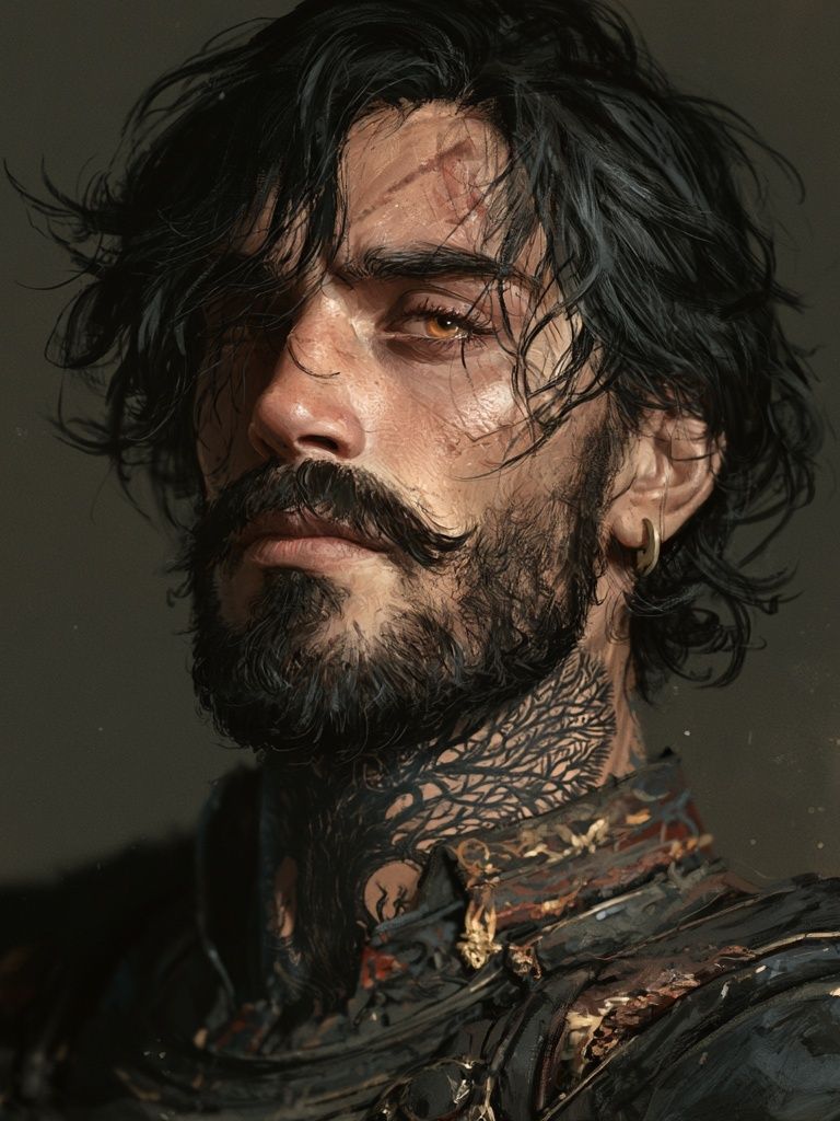 Moody Bearded Portrait Print. poster detail