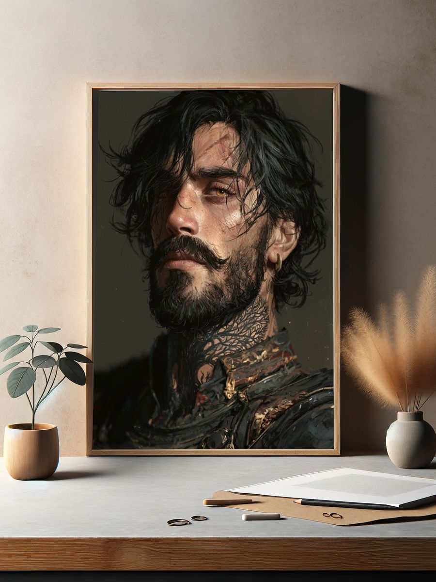 Moody Bearded Portrait Print. — room view 2