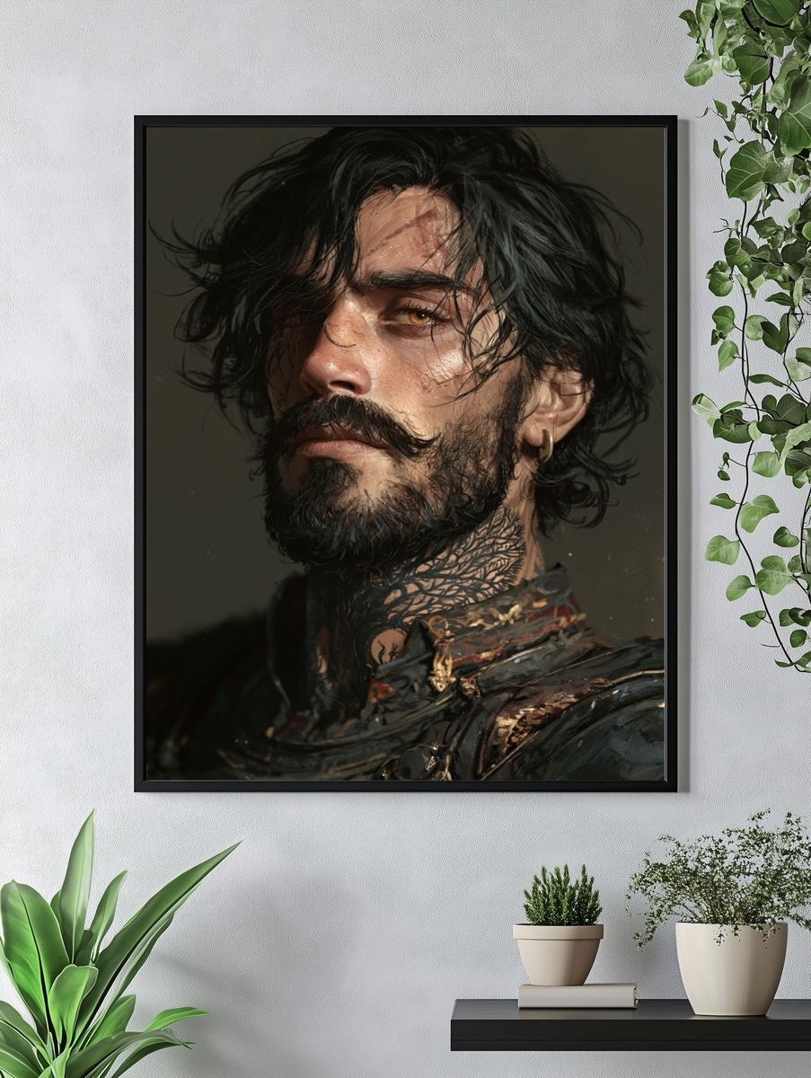 Moody Bearded Portrait Print. — room view 4