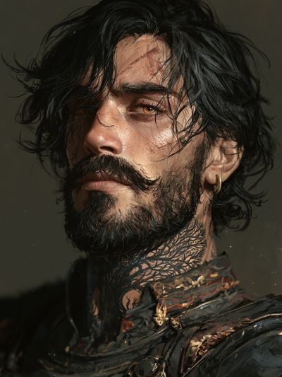 Moody Bearded Portrait Print. poster