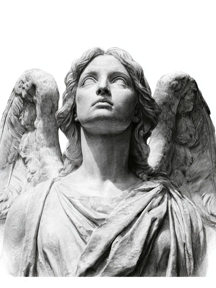 Marble Angel Bust Fine-Art Print. poster — fine-art art